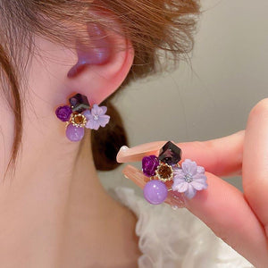 Flower Crystal Korean Earrings