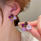 Flower Crystal Korean Earrings