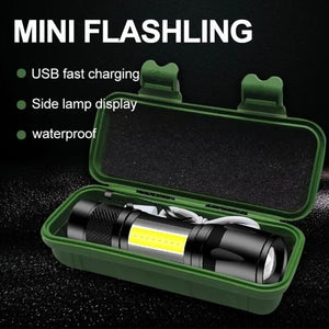 Mini Rechargeable Torch With Side Light & Waterproof Body