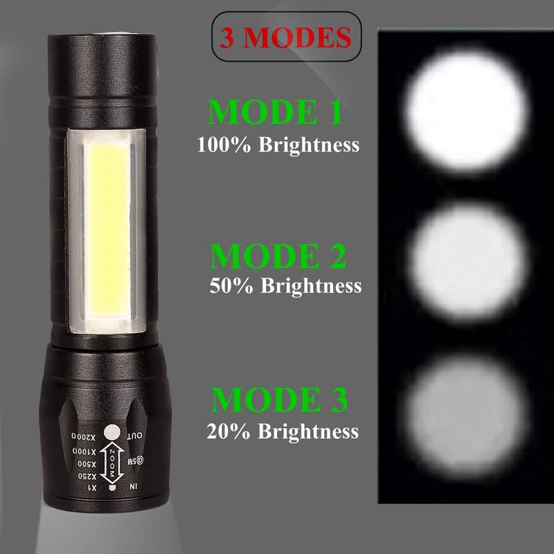 Mini Rechargeable Torch With Side Light & Waterproof Body