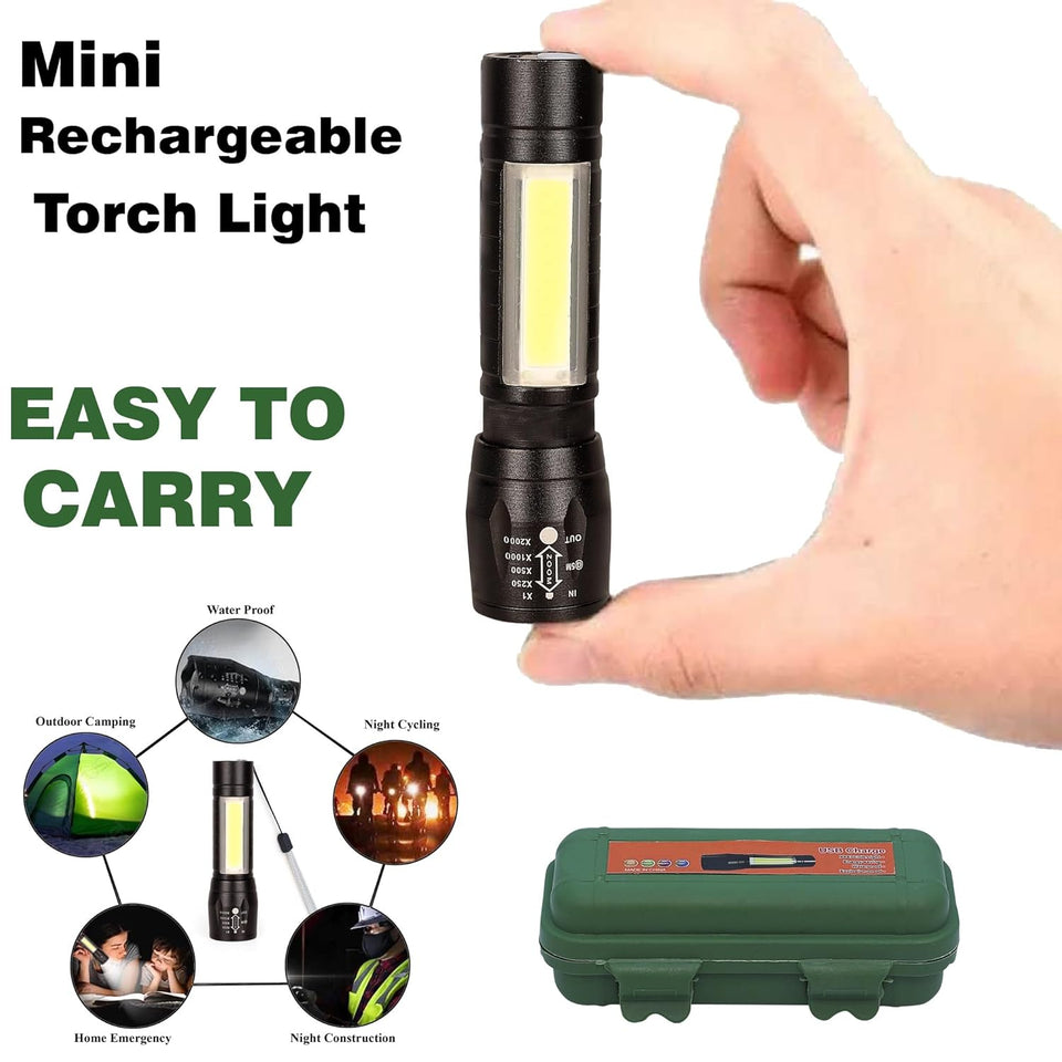 Mini Rechargeable Torch With Side Light & Waterproof Body