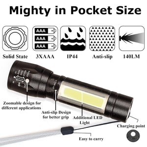 Mini Rechargeable Torch With Side Light & Waterproof Body