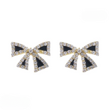 Elegant Zircon Black Bow Tie Earrings (AXJ-112)