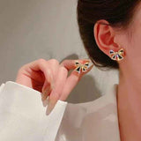 Elegant Zircon Black Bow Tie Earrings (AXJ-112)