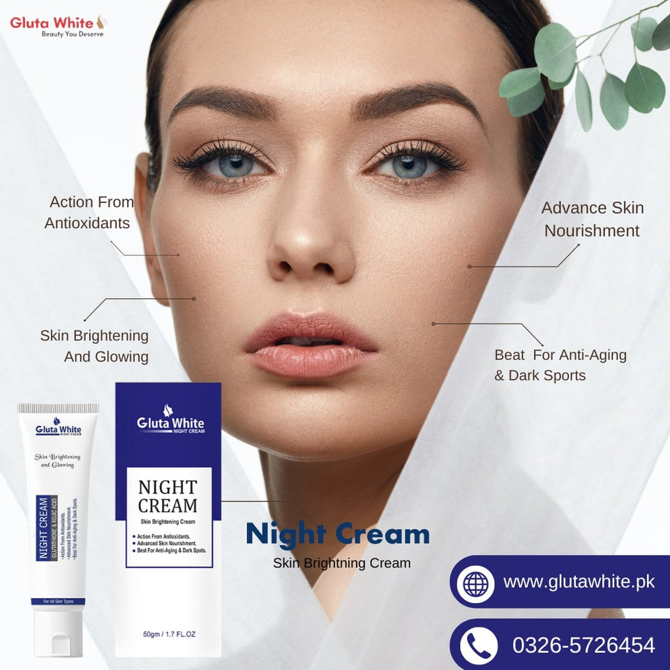 Gluta White Night Cream ,Nourishing & Anti-Aging Formula